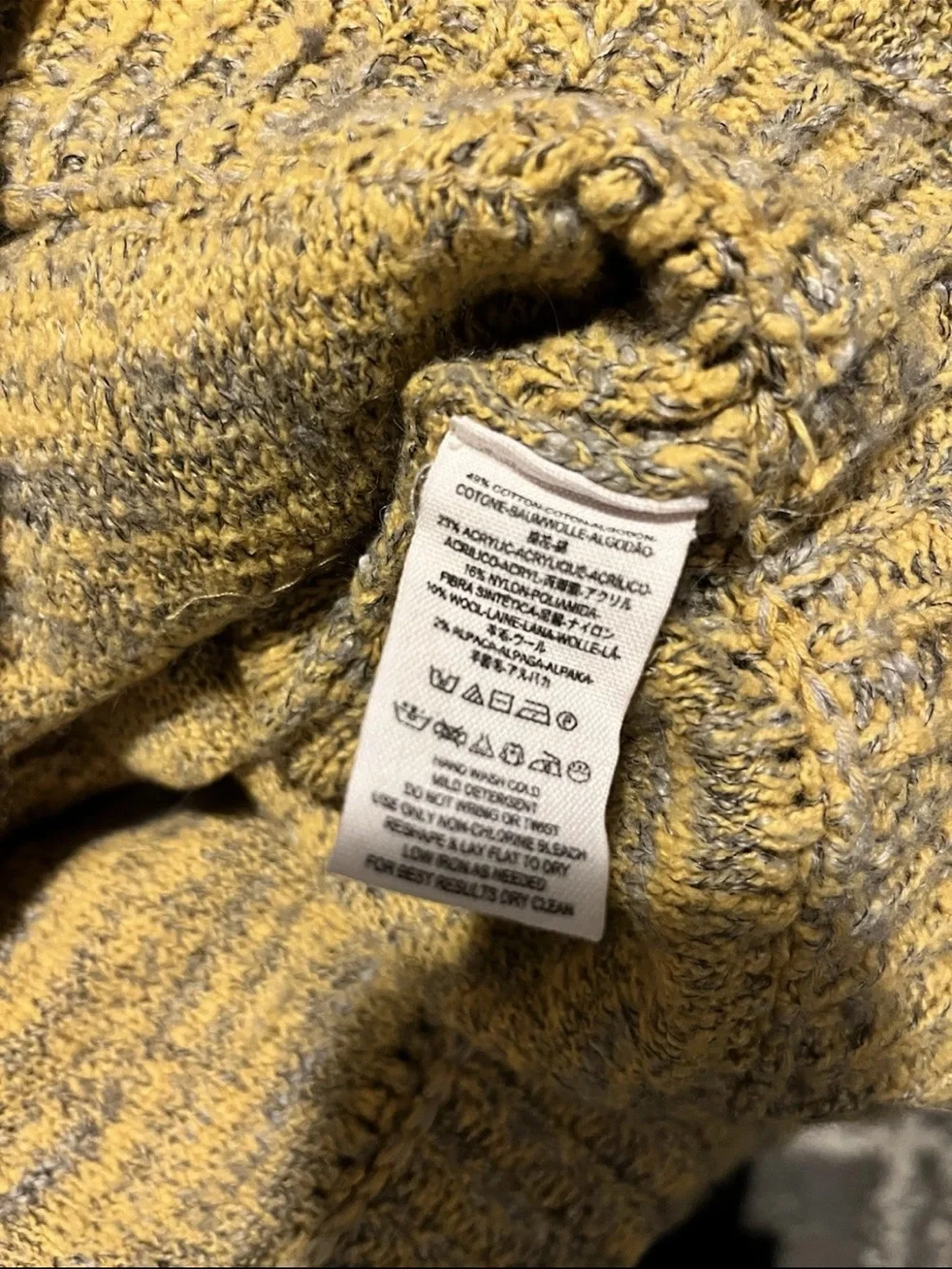 Free People “In My Pocket” Yellow Marled Wool Blend Sweater